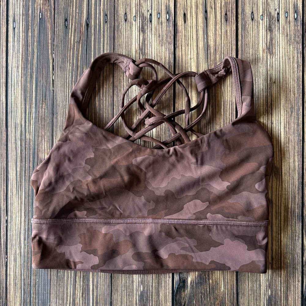 Lululemon Free to Be Wild Longline Camo Print Sports Bra 8